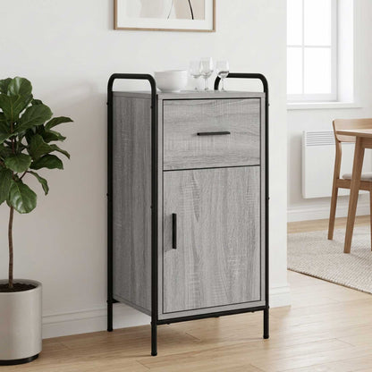 Sideboard 40 x 33 x 80.5 cm Engineered Wood with 1 Drawer & 1 Door Grey sonoma