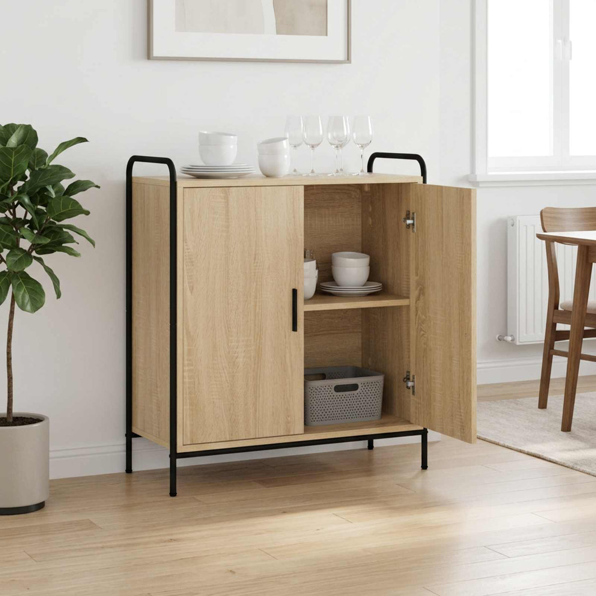 Sideboard 73 x 33 x 81 cm Engineered Wood with 2 Doors Sonoma oak