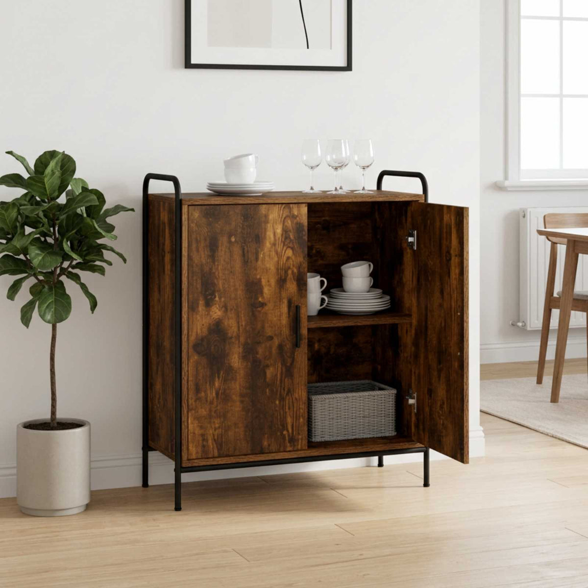 Sideboard 73 x 33 x 81 cm Engineered Wood with 2 Doors Smoked oak