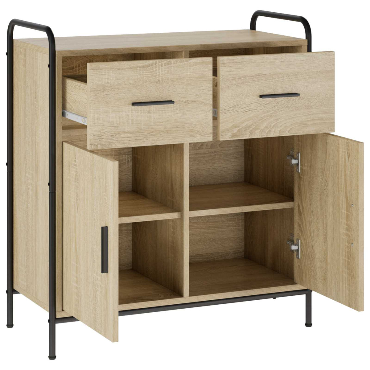 Sideboard 73 x 33 x 81 cm Engineered Wood with 2 Drawers & 2 Doors Sonoma oak