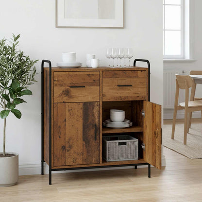 Sideboard 73 x 33 x 81 cm Engineered Wood with 2 Drawers & 2 Doors Old wood