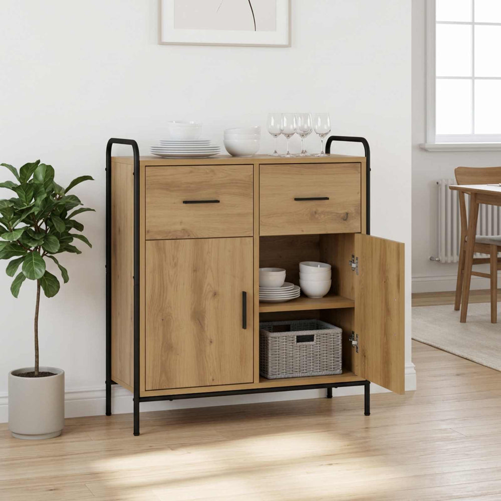 vidaXL Sideboard 73 x 33 x 81 cm Engineered Wood with 2 Drawers & 2 Doors