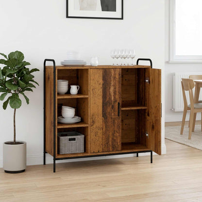 Sideboard 98.5 x 33 x 81 cm Engineered Wood Old wood with 2 shelves & 2 door
