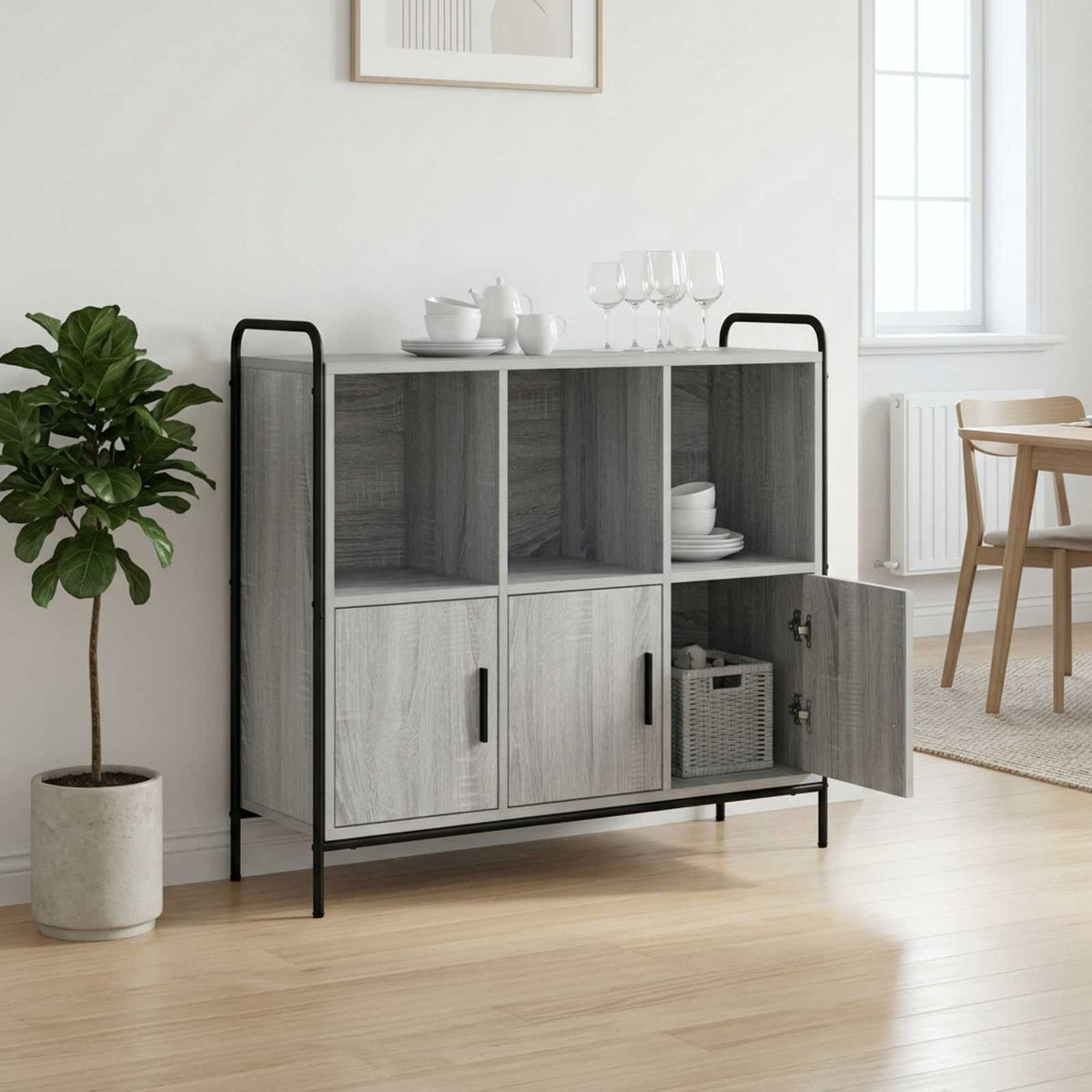 Sideboard 97 x 33 x 81 cm Engineered Wood Grey sonoma