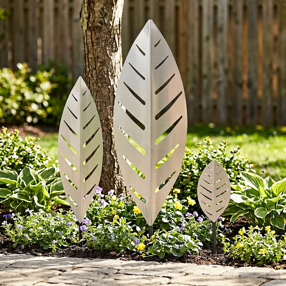 vidaXL Garden Stake 3 pcs 116.5 x 35 x 3 cm Stainless Steel Silver