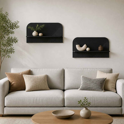 Wall Shelf 2 pcs 80.5 x 13.5 x 37.5 cm Black