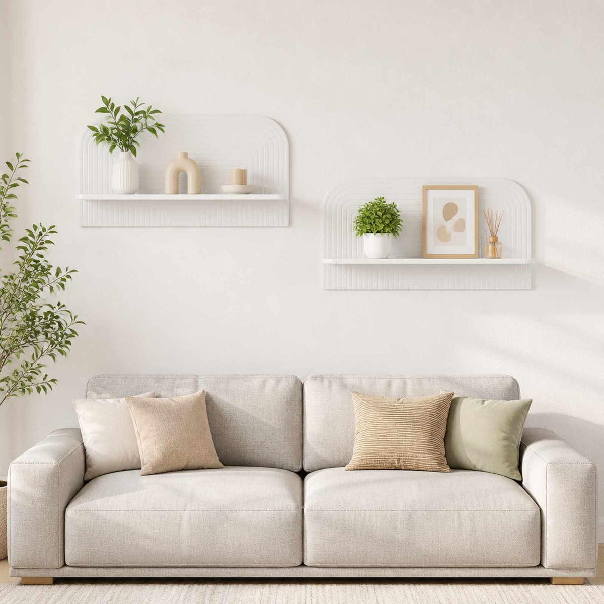 Wall Shelf 2 pcs 80.5 x 13.5 x 37.5 cm High gloss white