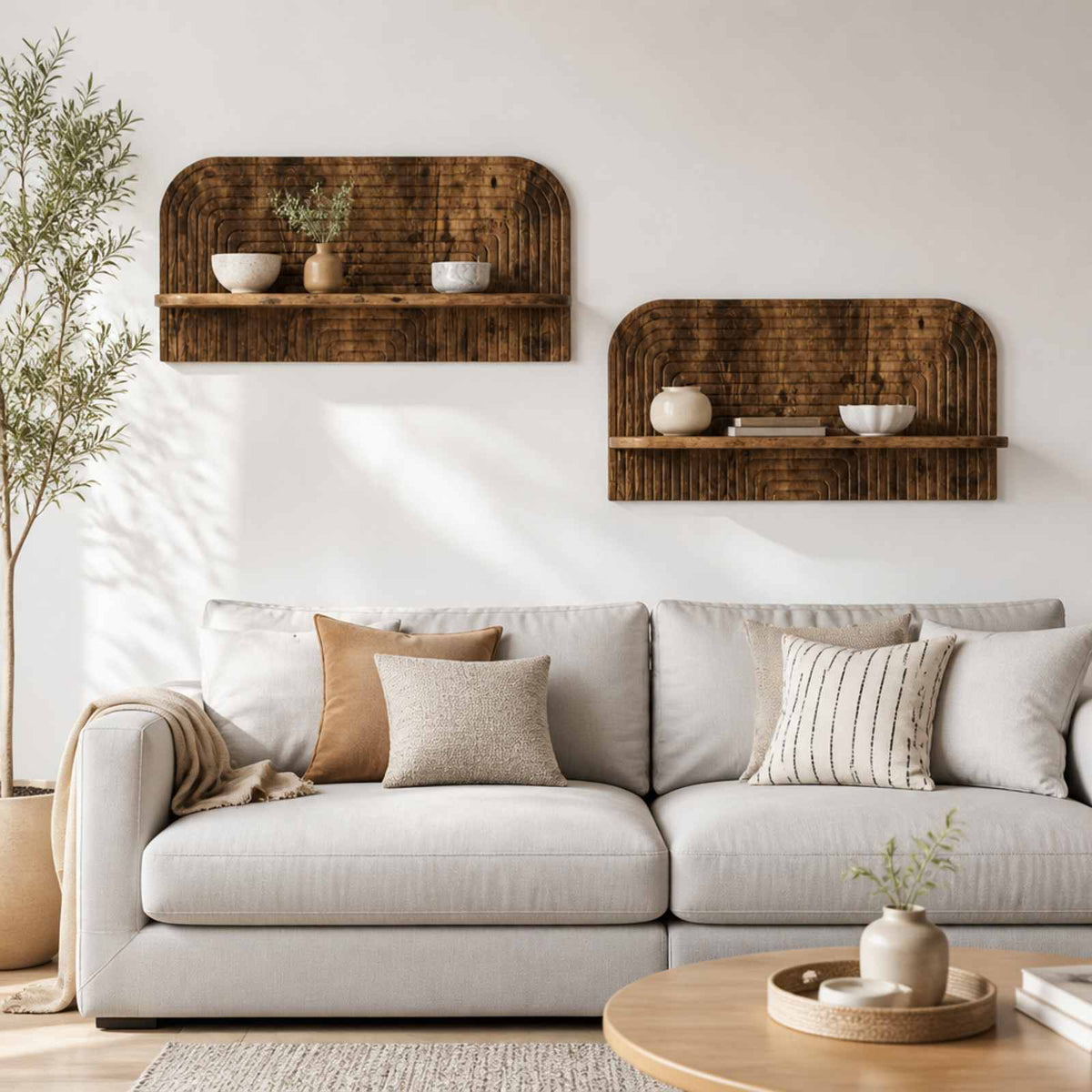 Wall Shelf 2 pcs 80.5 x 13.5 x 37.5 cm Smoked oak