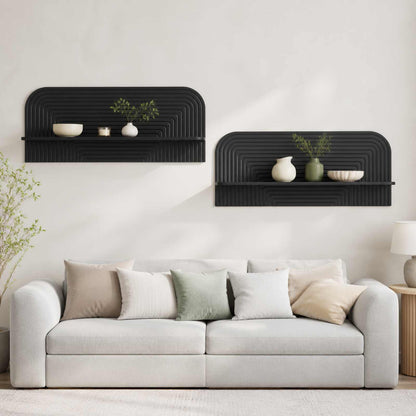 Wall Shelf 2 pcs 102 x 13.5 x 37.5 cm Black