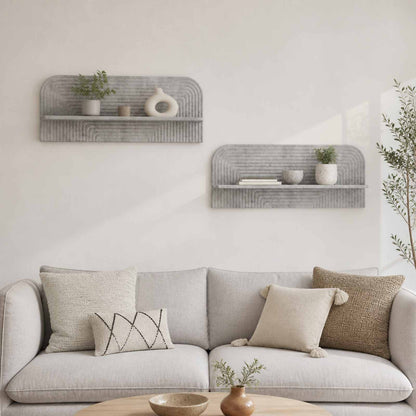 Wall Shelf 2 pcs 102 x 13.5 x 37.5 cm Concrete grey