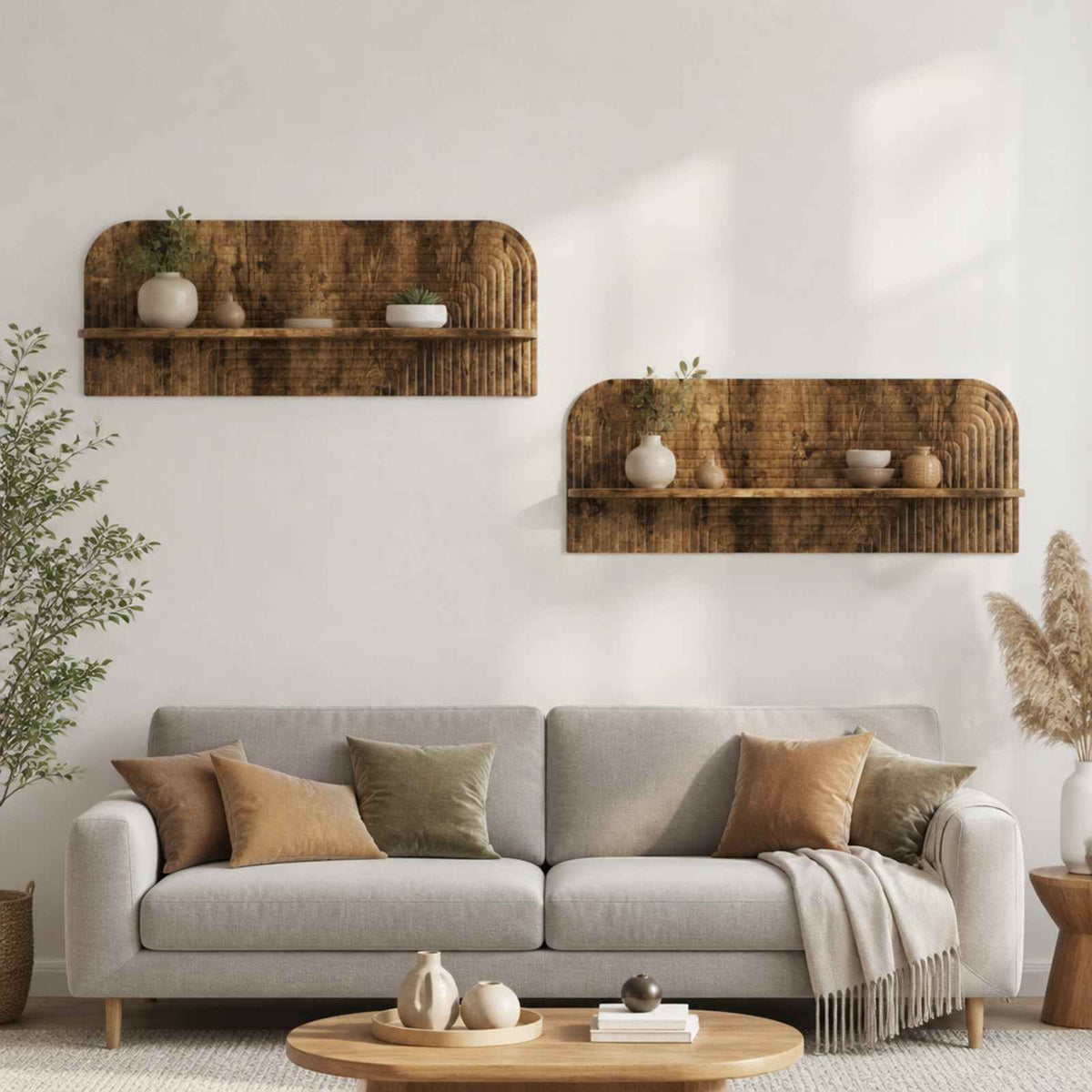 Wall Shelf 2 pcs 102 x 13.5 x 37.5 cm Smoked oak