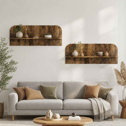 Wall Shelf 2 pcs 102 x 13.5 x 37.5 cm Smoked oak