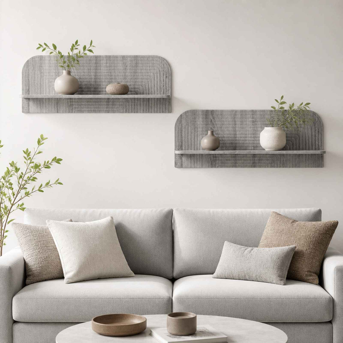 Wall Shelf 2 pcs 102 x 13.5 x 37.5 cm Grey sonoma