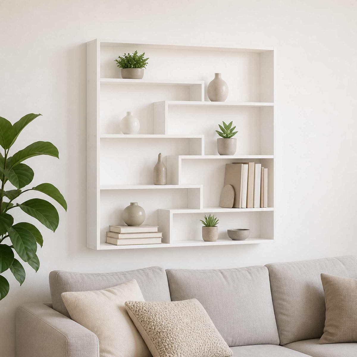 Wall Shelf 103 x 17 x 102 cm Engineered Wood White