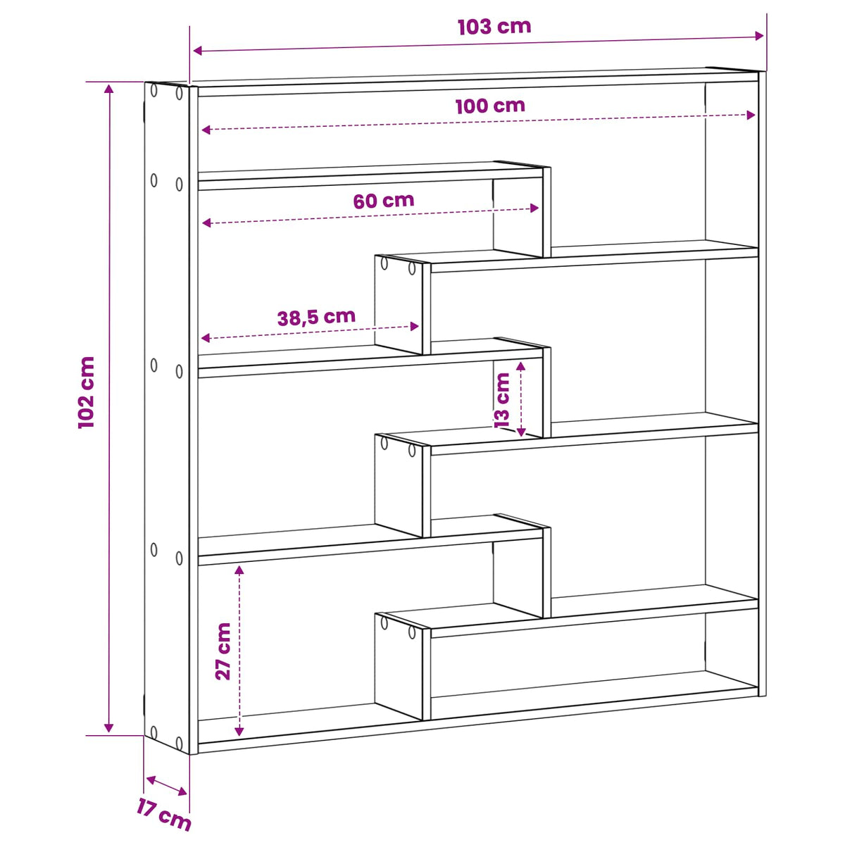 Wall Shelf 103 x 17 x 102 cm Engineered Wood Concrete grey