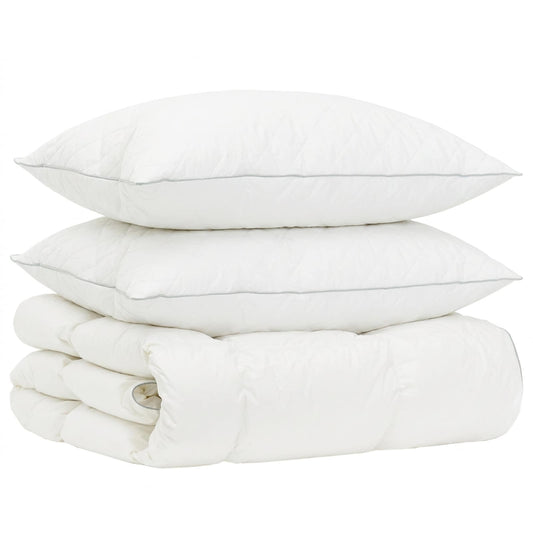 vidaXL 90% Goose Down Duvet Set FULDA 3 pcs 220 x 240 cm Winter White 2