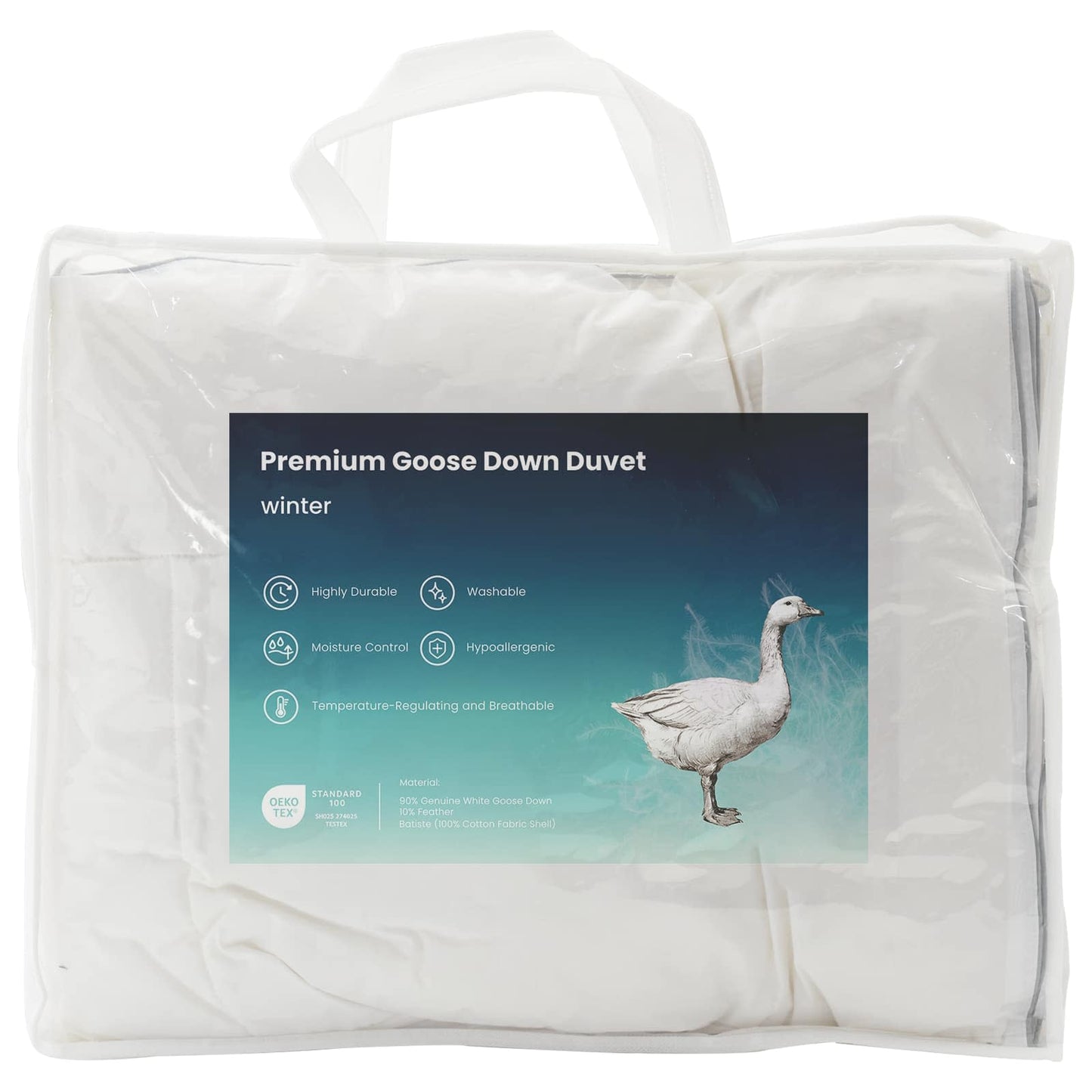 vidaXL 90% Goose Down Duvet Set FULDA 3 pcs 240 x 260 cm Winter White 5