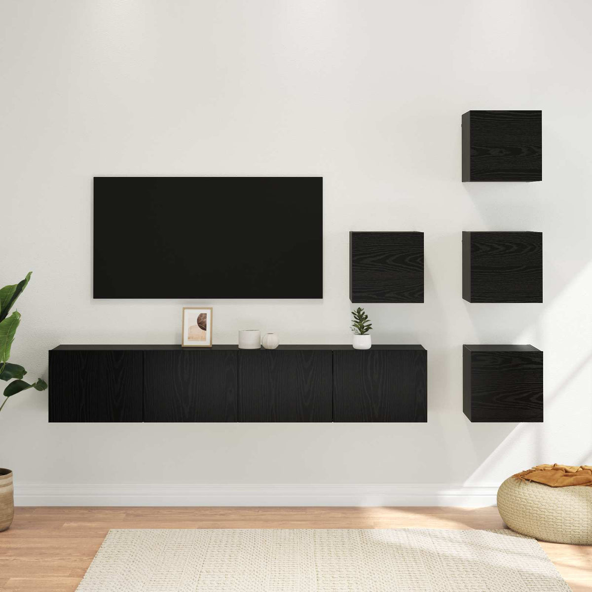 Wall-mounted TV Cabinet Engineered Wood Black oak