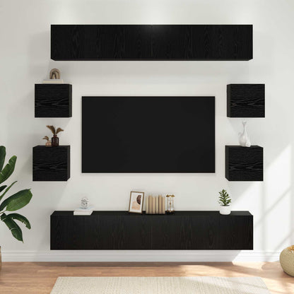 10 Piece TV Cabinet Set Engineered Wood Width 180 cm Black oak