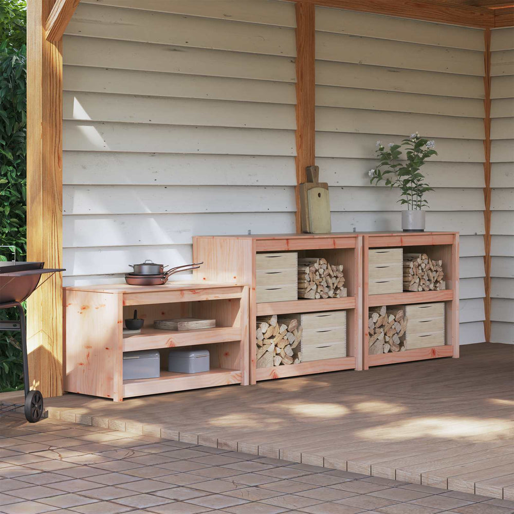 vidaXL Outdoor Kitchen Cabinet MEPPEL 3 pcs White Solid Pine Wood