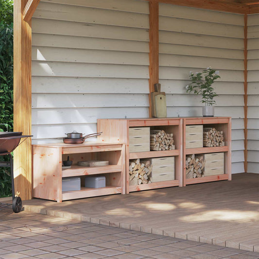vidaXL Outdoor Kitchen Cabinet MEPPEL 3 pcs White Solid Pine Wood 1