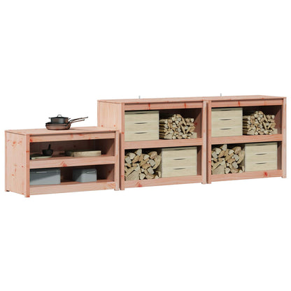 vidaXL Outdoor Kitchen Cabinet MEPPEL 3 pcs White Solid Pine Wood 3