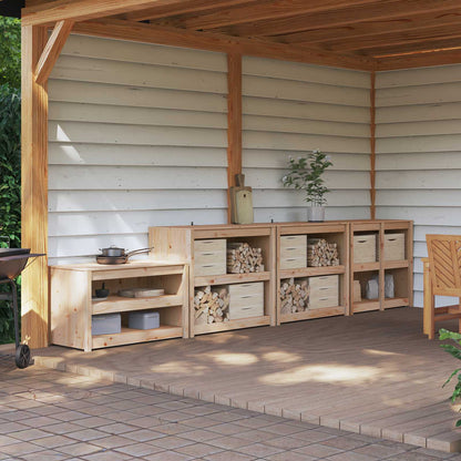 vidaXL Outdoor Kitchen Cabinet MEPPEL 4 pcs Natural Douglas 1