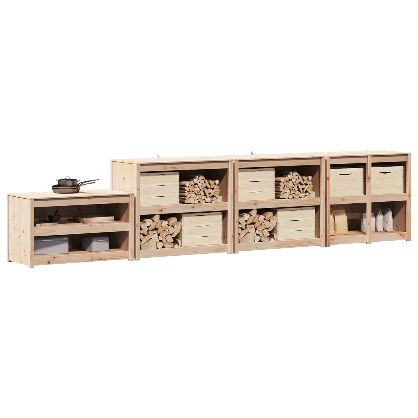 vidaXL Outdoor Kitchen Cabinet MEPPEL 4 pcs Natural Douglas 3