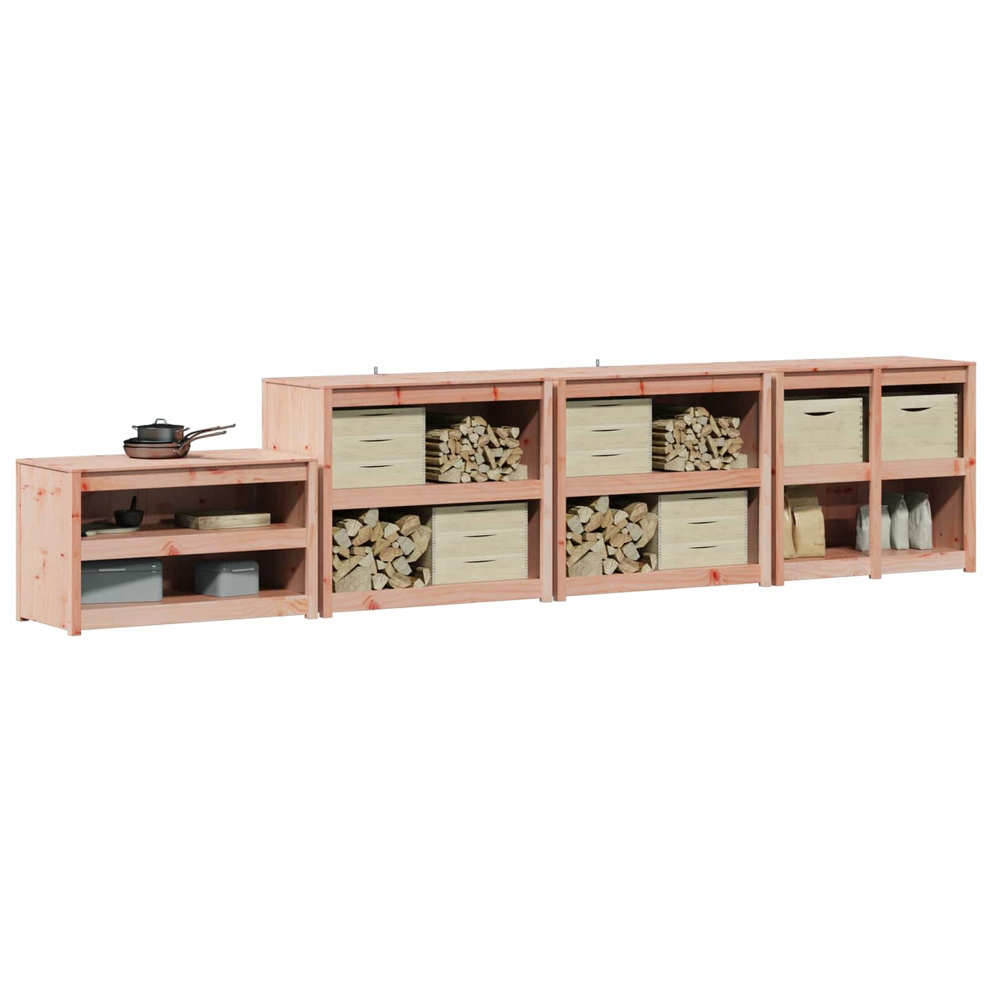vidaXL Outdoor Kitchen Cabinet MEPPEL 4 pcs White Solid Pine Wood 3