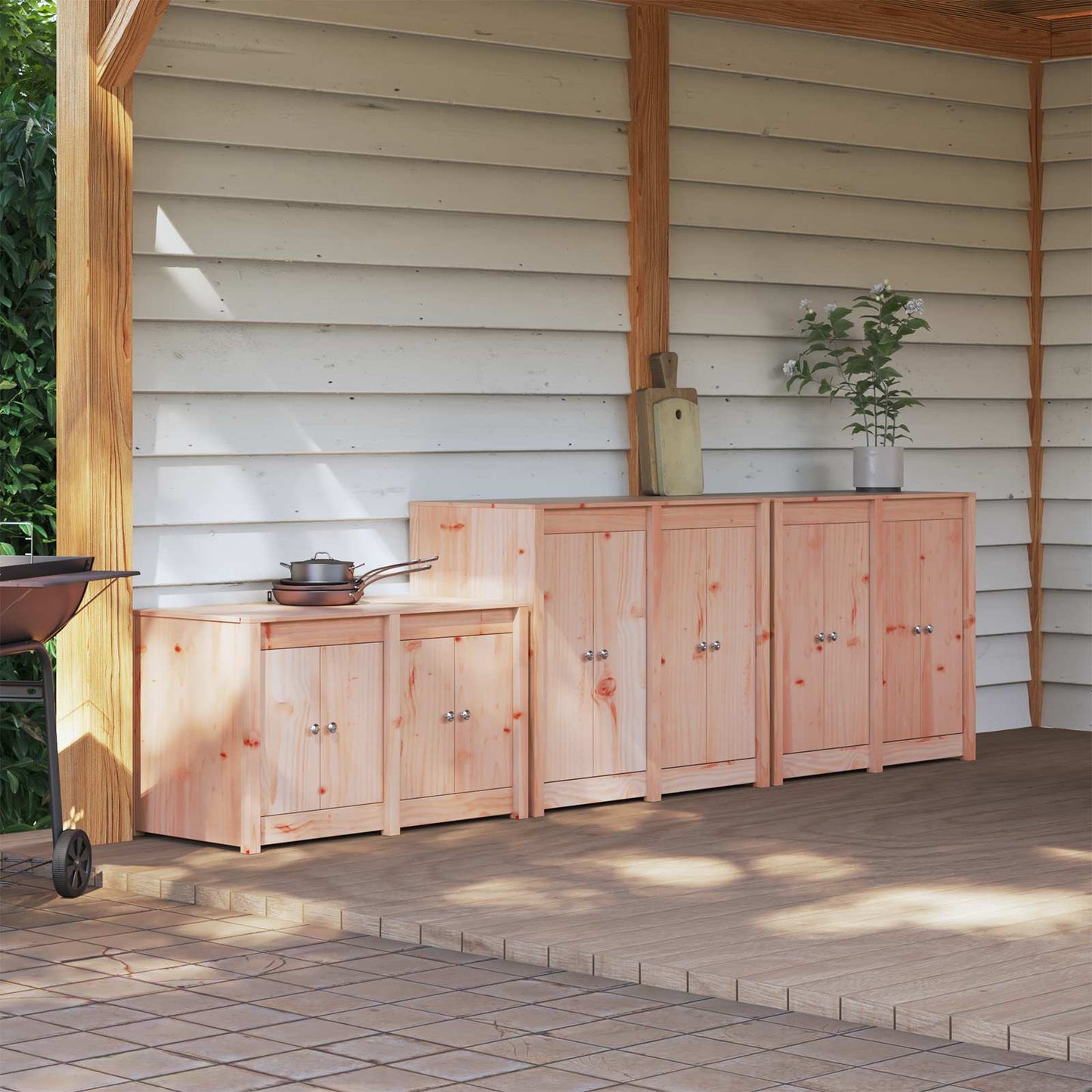 vidaXL Outdoor Kitchen Cabinet MEPPEL 3 pcs White Solid Pine Wood 1