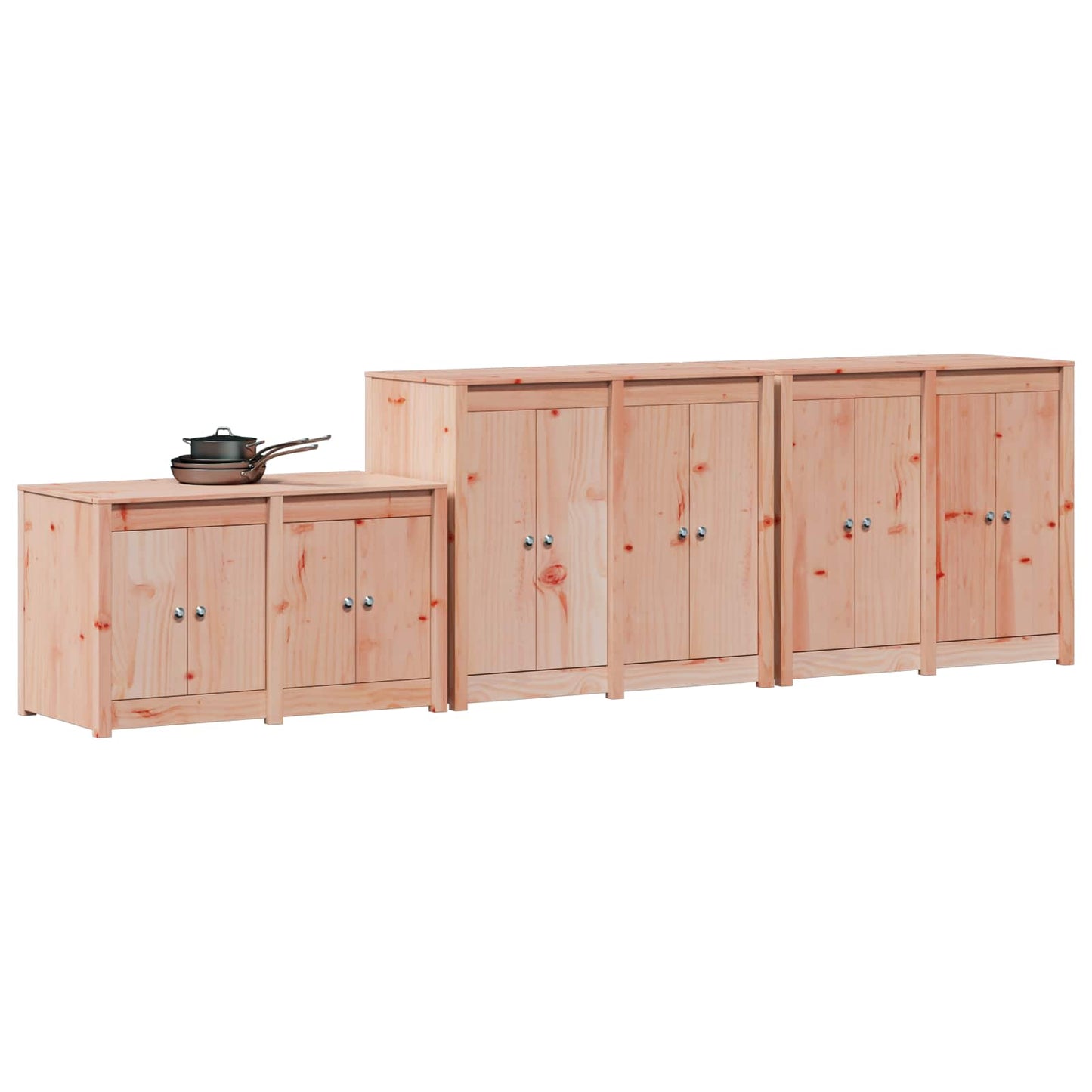 vidaXL Outdoor Kitchen Cabinet MEPPEL 3 pcs White Solid Pine Wood 3