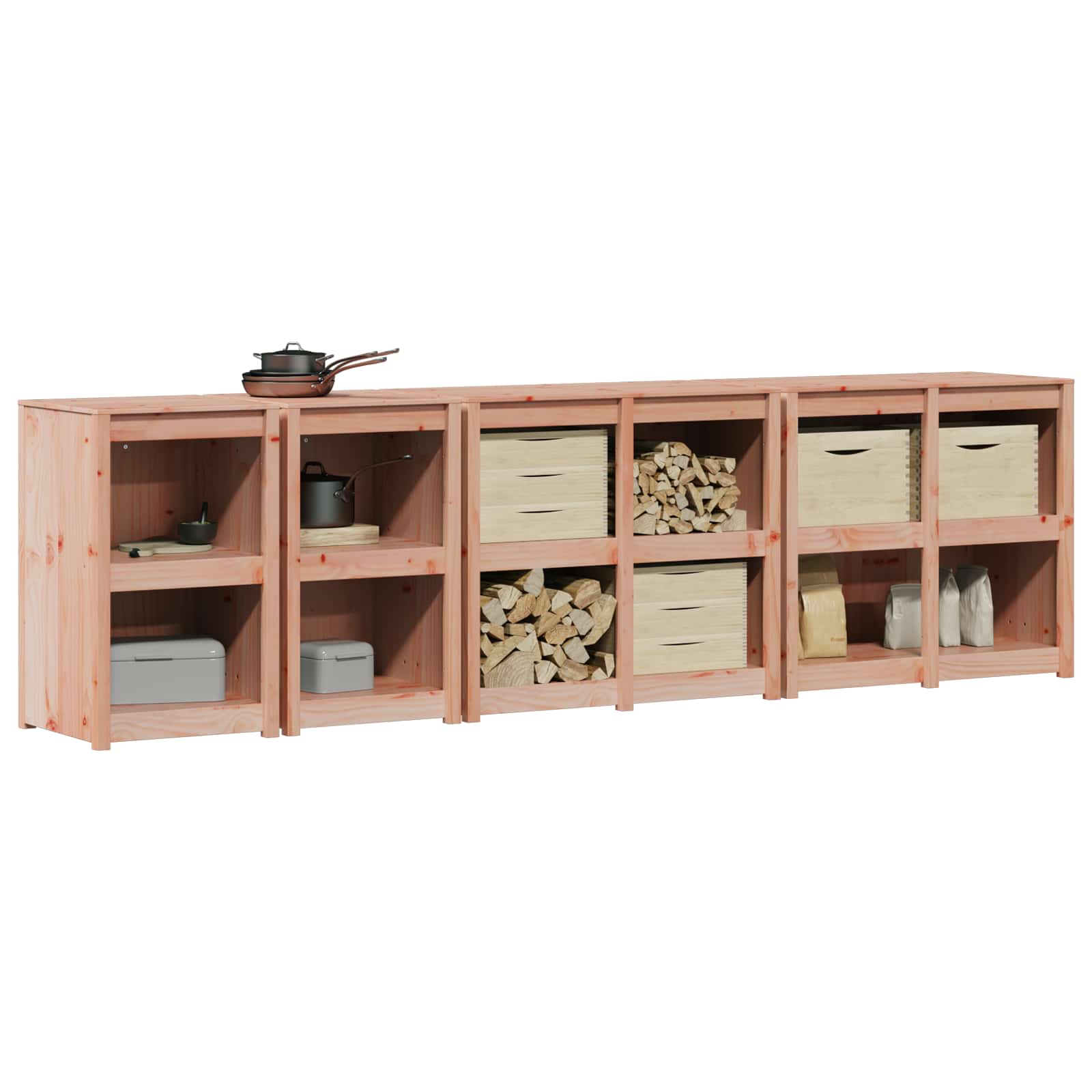 vidaXL Outdoor Kitchen Cabinet MEPPEL 4 pcs Natural Douglas 3