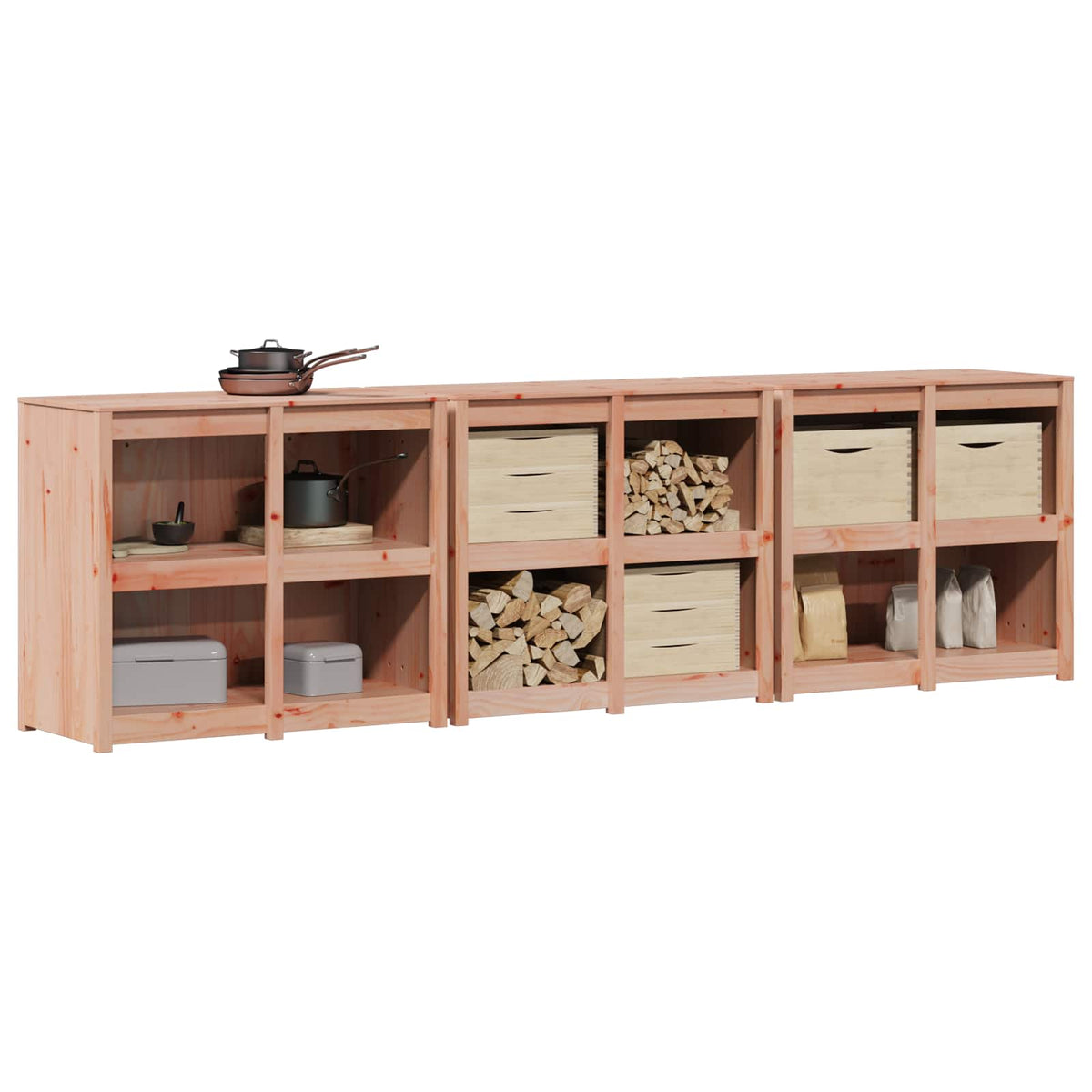 vidaXL Outdoor Kitchen Cabinet MEPPEL 3 pcs Natural Douglas 3