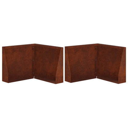 Retaining Wall 2 pcs Steel 50 x 50 x 50 cm 2 x 90°corner Weathering steel