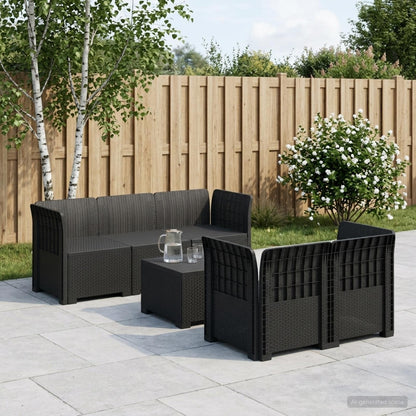 vidaXL 5-Seater Garden Sofa Rattan Look PP Anthracite 1
