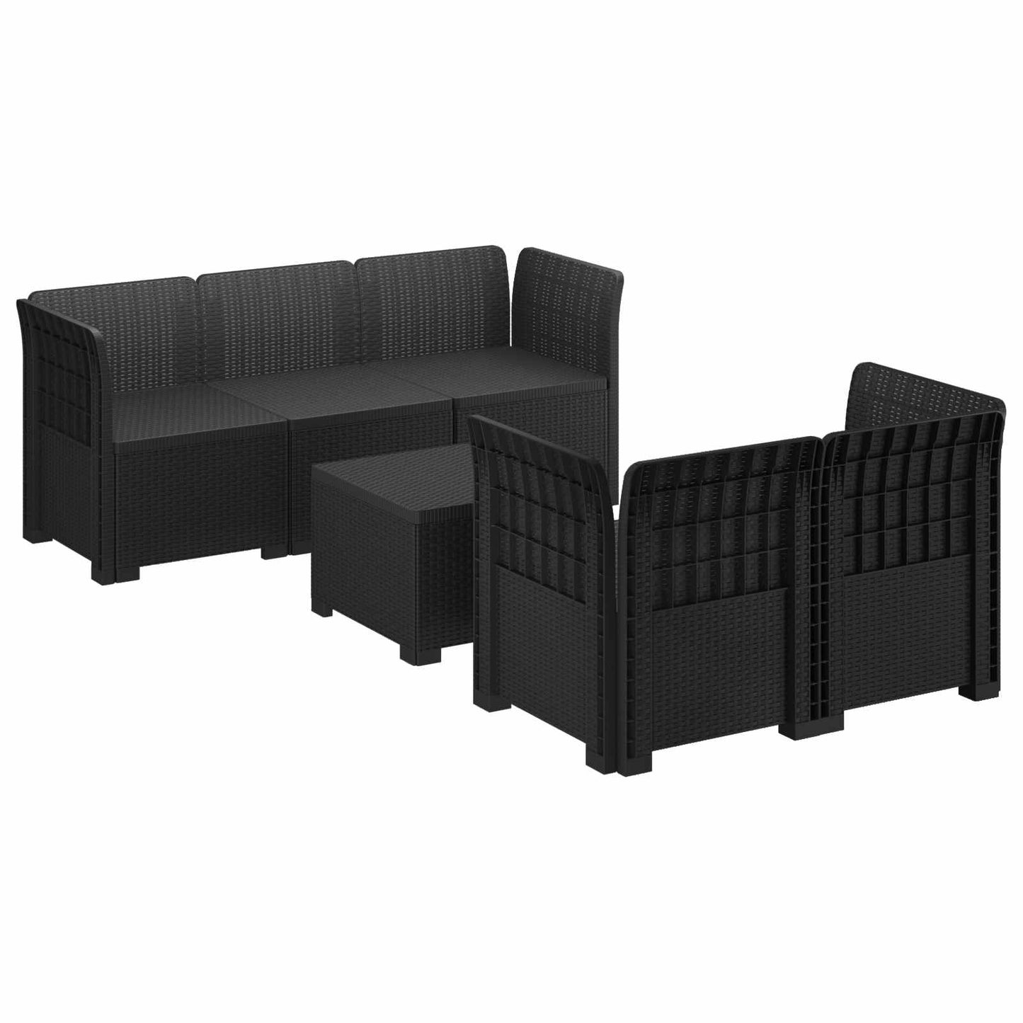 vidaXL 5-Seater Garden Sofa Rattan Look PP Anthracite 2