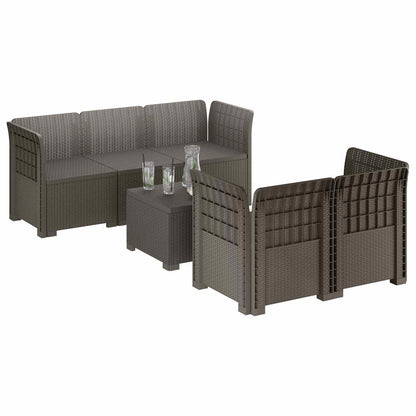 vidaXL 5-Seater Garden Sofa Rattan Look PP Light Grey 3