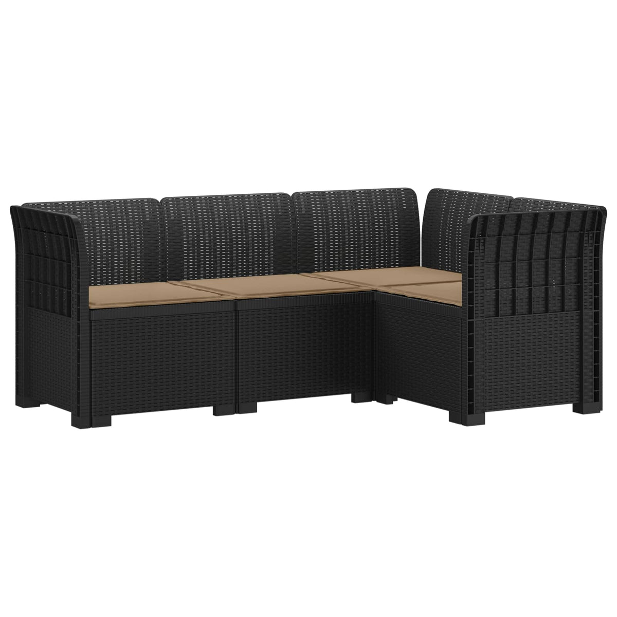 vidaXL 4-Seater Garden Sofa with Cushions Rattan Look PP Anthracite 2