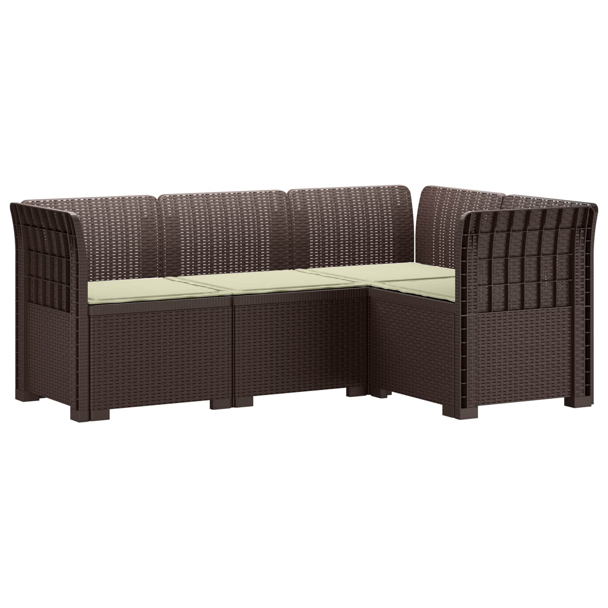 vidaXL 4-Seater Garden Sofa with Cushions Rattan Look PP Brown 2