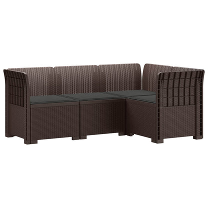 vidaXL 4-Seater Garden Sofa with Cushions Rattan Look PP Brown 2