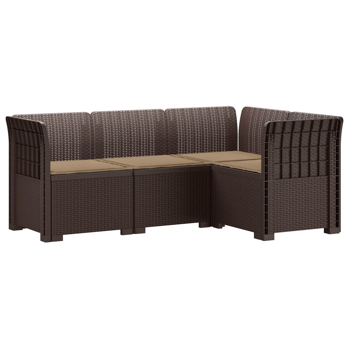 vidaXL 4-Seater Garden Sofa with Cushions Rattan Look PP Brown 2