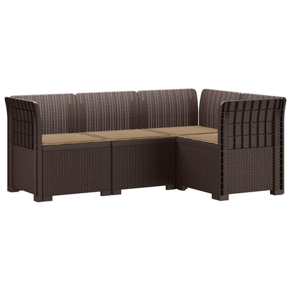 vidaXL 4-Seater Garden Sofa with Cushions Rattan Look PP Brown 2