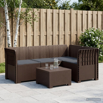 vidaXL 4-Seater Garden Sofa with Cushions Rattan Look PP Brown 1