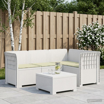 vidaXL 4-Seater Garden Sofa with Cushions Rattan Look PP White 1