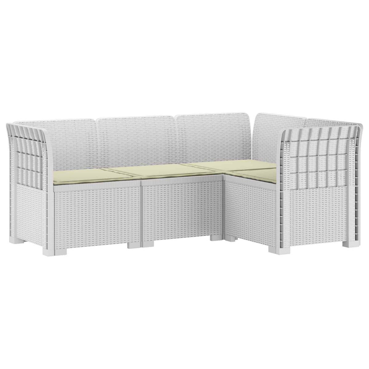 vidaXL 4-Seater Garden Sofa with Cushions Rattan Look PP White 2