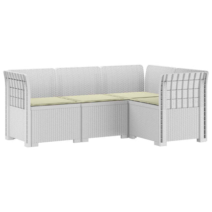vidaXL 4-Seater Garden Sofa with Cushions Rattan Look PP White 2