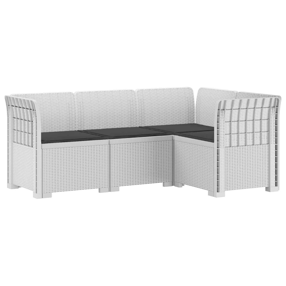 vidaXL 4-Seater Garden Sofa with Cushions Rattan Look PP White 2