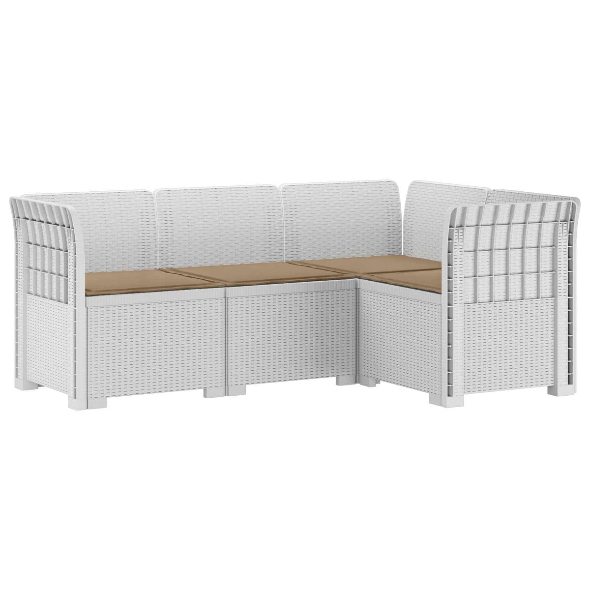 vidaXL 4-Seater Garden Sofa with Cushions Rattan Look PP White 2