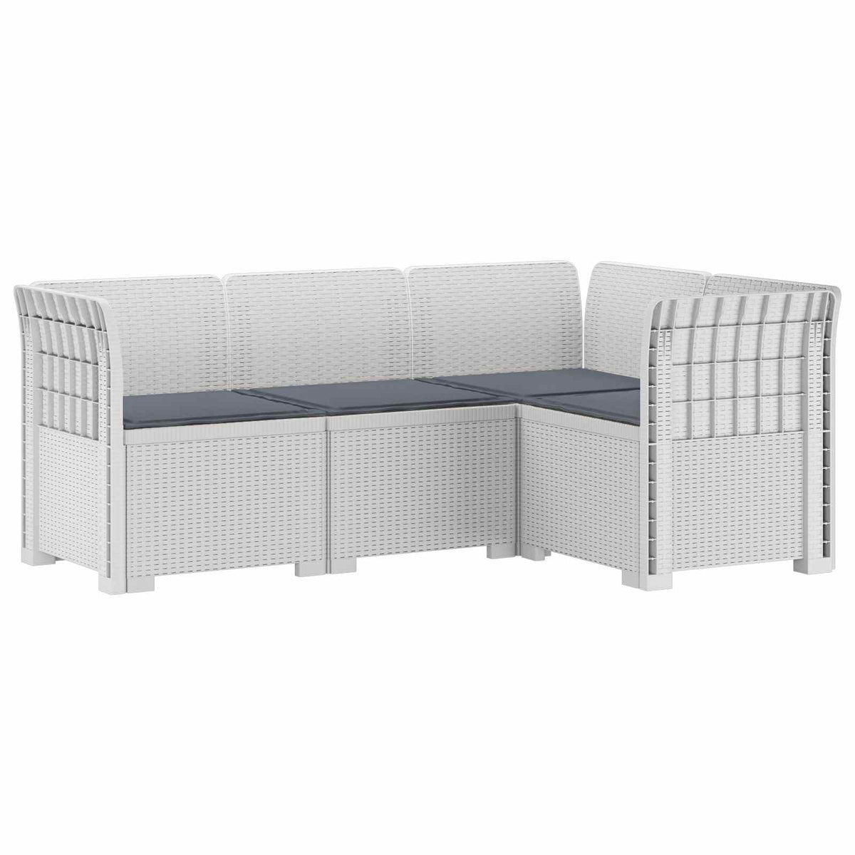 vidaXL 4-Seater Garden Sofa with Cushions Rattan Look PP White 2