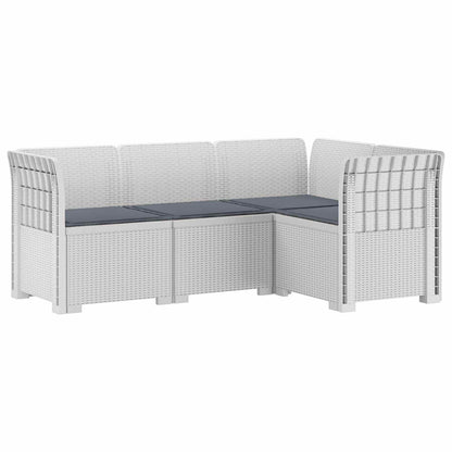 vidaXL 4-Seater Garden Sofa with Cushions Rattan Look PP White 2